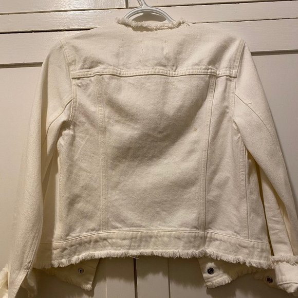 Club Monaco White Denim Frayed Jacket - Picture 6 of 12